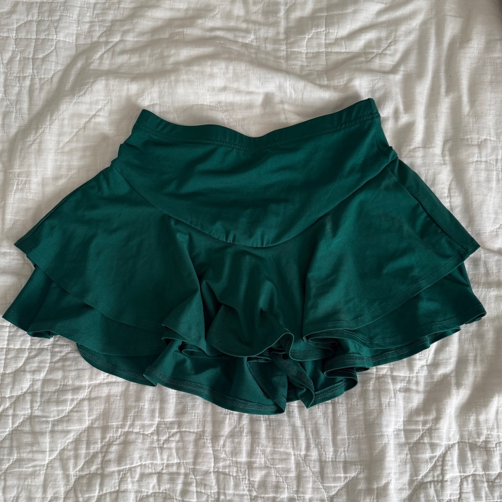 NWT SHEIN EZwear High Waist Ruffle Hem Skort Dark Green / 4(S)